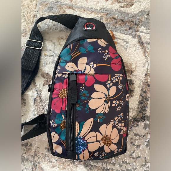 New Floral Colorblock Backpack Crossbody Shoulder Sling Bag NWT - Picture 9 of 16